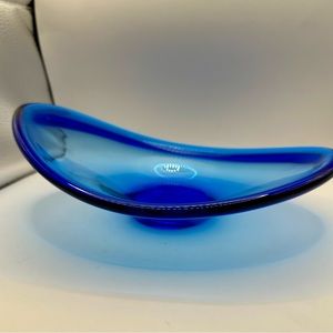 Holmegaard Blue Art Glass Per Lutken Style 'Selandia' Bowl